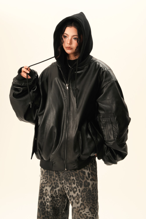 PU Leather Padded Jacket