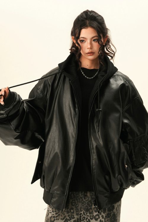 PU Leather Padded Jacket