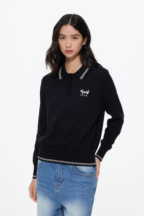 Puppy Polo Knit Top