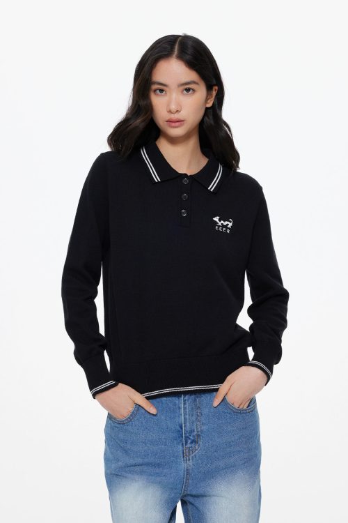 Puppy Polo Knit Top
