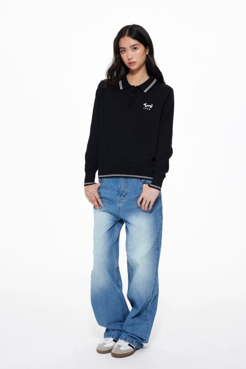 Puppy Polo Knit Top