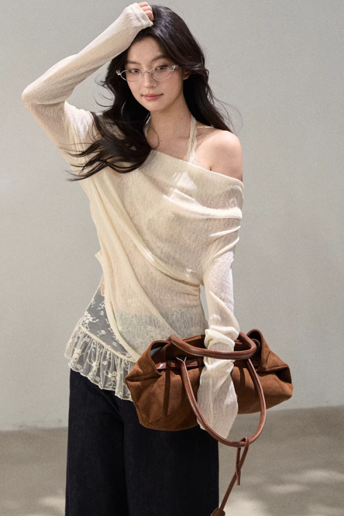 Race Off Shoulder Knit Tops
