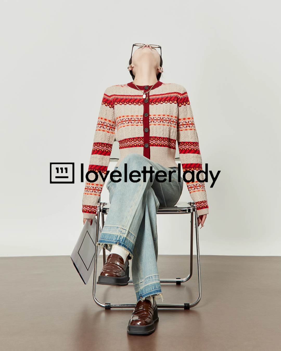 Red Striped Jacquard Knit