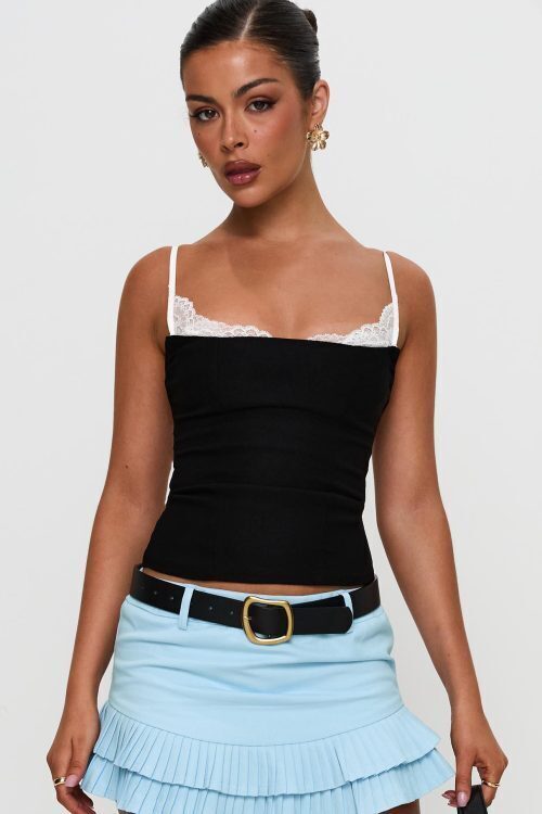 Renaissance Corset Lace Top Black / White