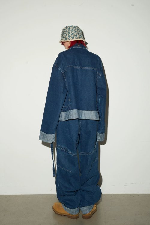 Retro Blue Denim Jacket / Wide Denim Pants
