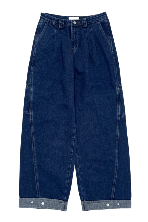 Retro Blue Denim Jacket / Wide Denim Pants