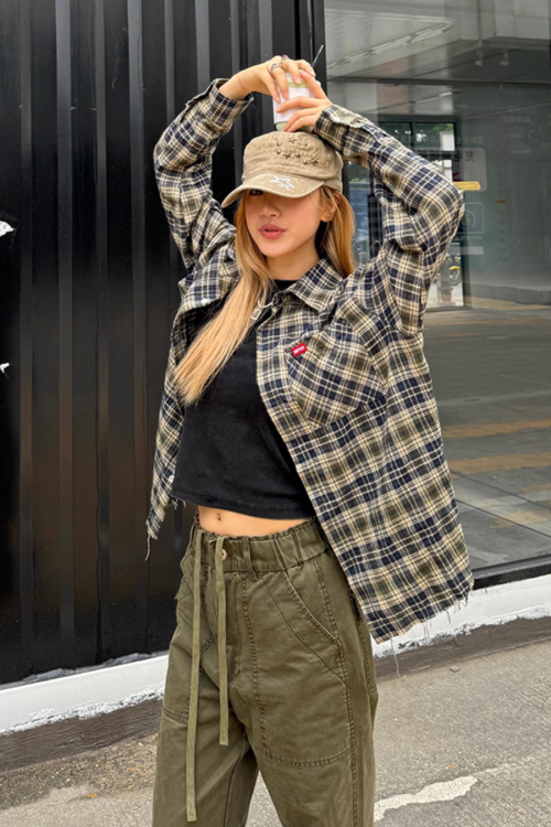 Retro Checkered Long Sleeve Shirt