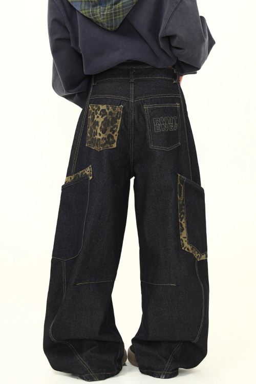 Retro Curve Wide Denim Pants