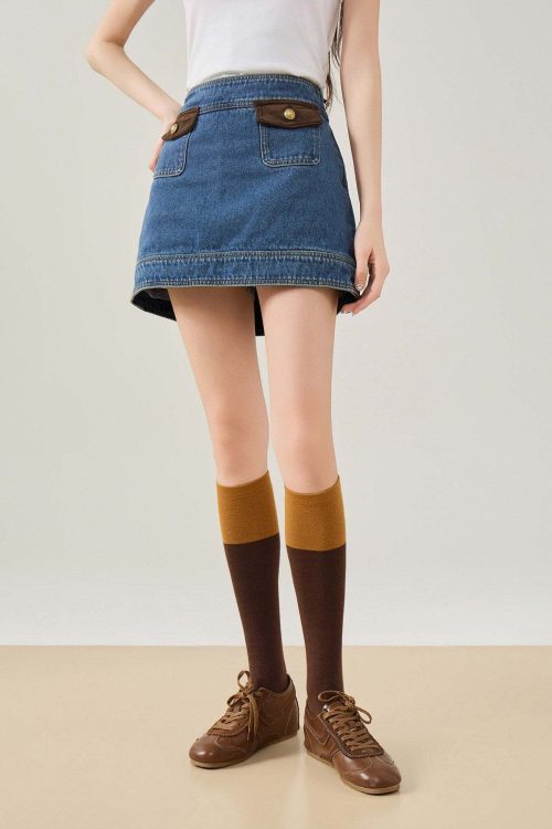 Retro Denim Vest / Denim Mini Skirt