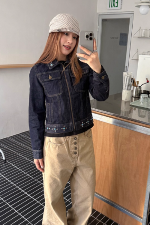 Retro Studded Denim Jacket