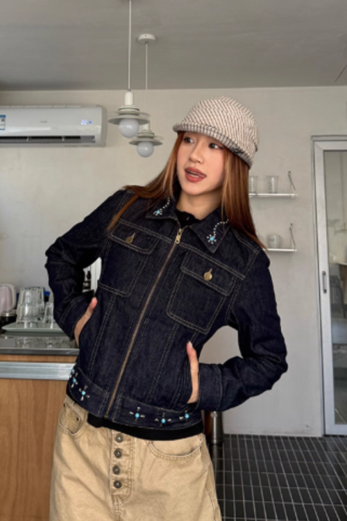 Retro Studded Denim Jacket