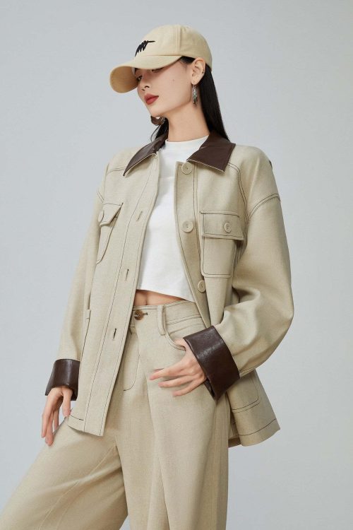 Retro Work Jacket / Wide Pants