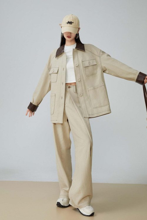 Retro Work Jacket / Wide Pants