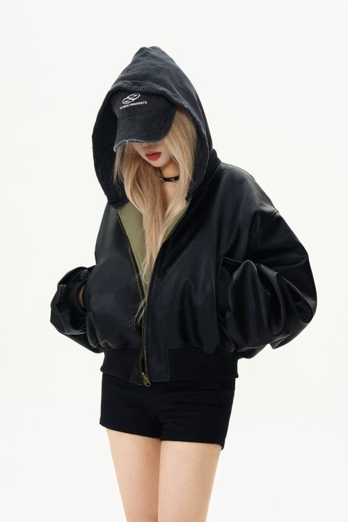 Reversible Bomber Leather Jacket