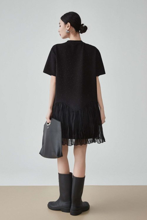 Rhinestone Short-Sleeve T-Shirt Dress