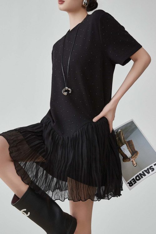 Rhinestone Short-Sleeve T-Shirt Dress