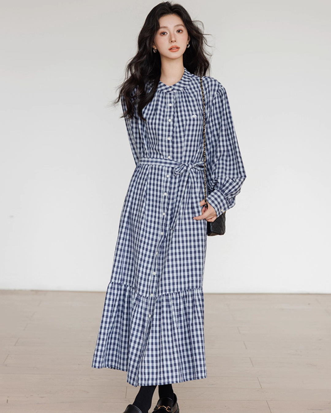 Ribbon Gingham Check Dress