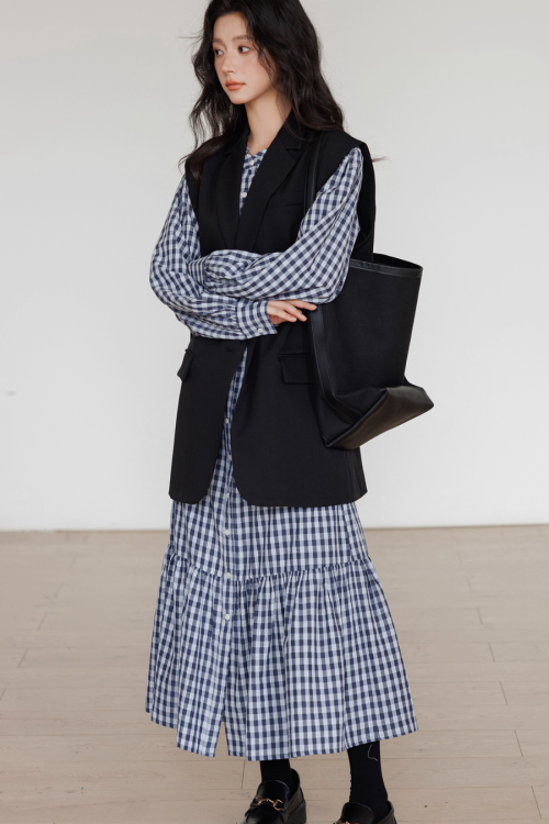 Ribbon Gingham Check Dress