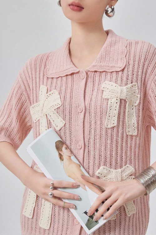 Ribbon Motif Knit Top
