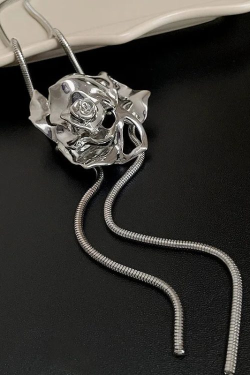 Rose Bolo Lariat Necklace