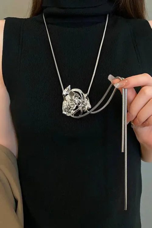 Rose Bolo Lariat Necklace