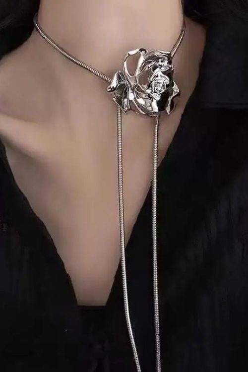 Rose Bolo Lariat Necklace