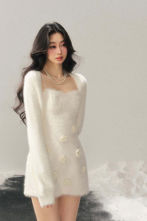 Rose Motif French Mini Dress