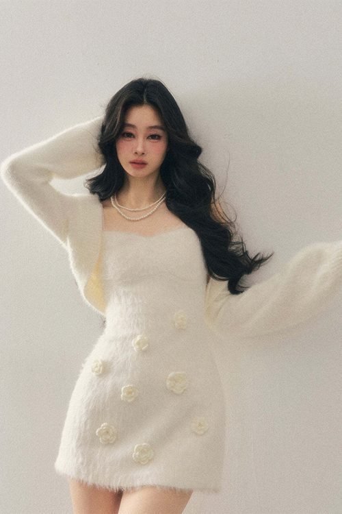 Rose Motif French Mini Dress