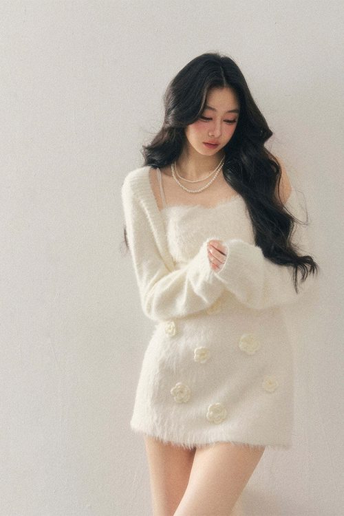 Rose Motif French Mini Dress