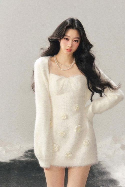 Rose Motif French Mini Dress