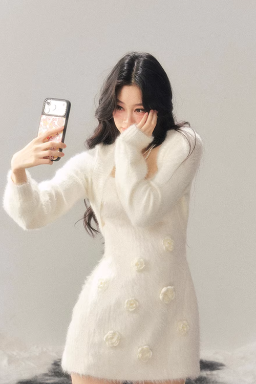 Rose Motif French Mini Dress