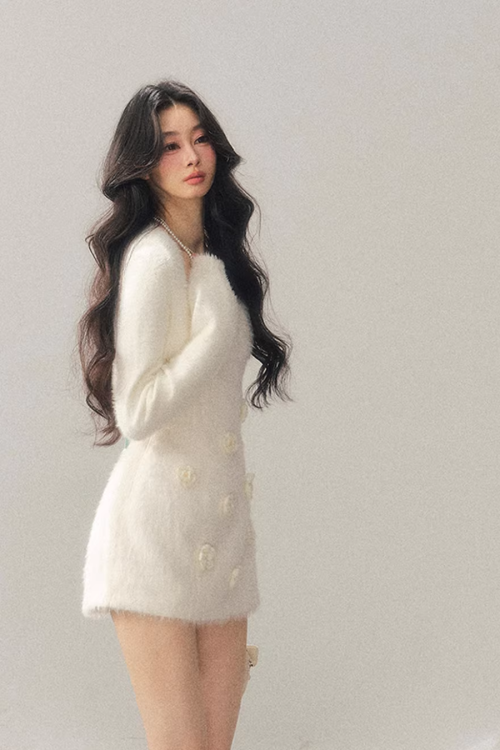 Rose Motif French Mini Dress