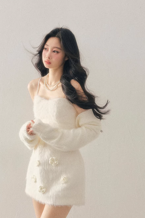 Rose Motif French Mini Dress