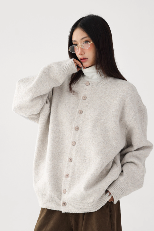 Round-Neck Knit Cardigan