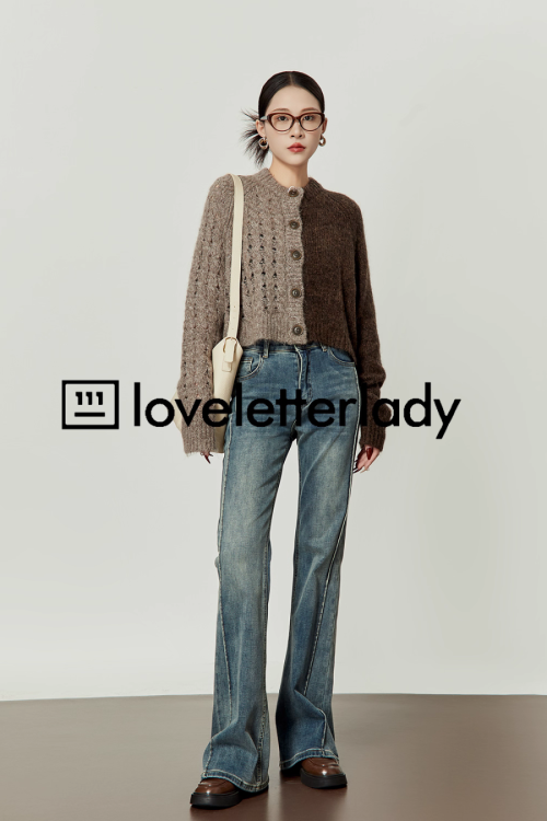 Round Neck Two Color Cardigan