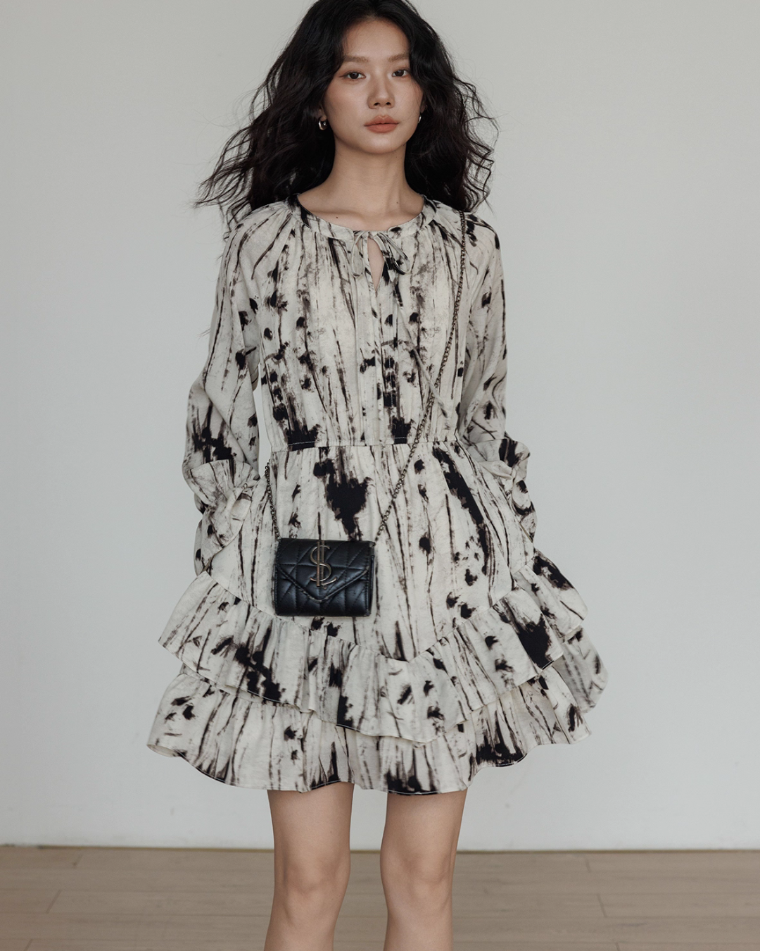 Round Neck Vintage Print Dress