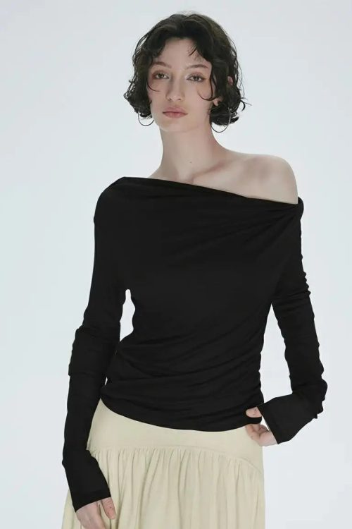 Ruched One-Shoulder Top