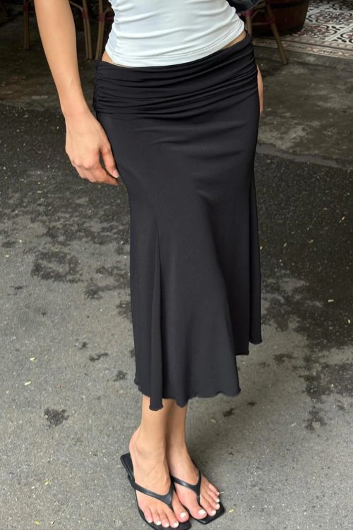 Ruched Waist Midi Skirt