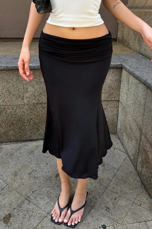 Ruched Waist Midi Skirt