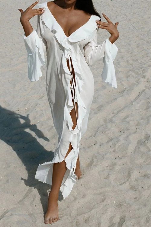 Ruffle Beach Cover Up Dress
