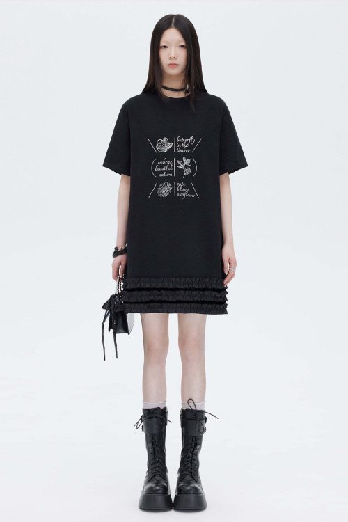Ruffle Lace T-Shirt Dress