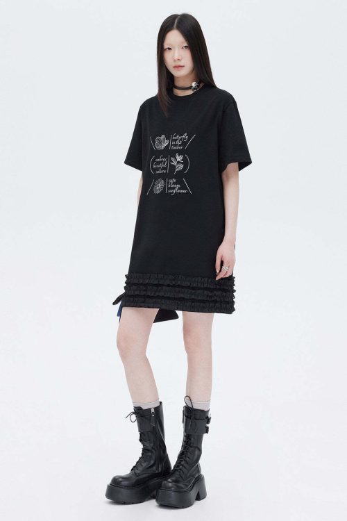 Ruffle Lace T-Shirt Dress