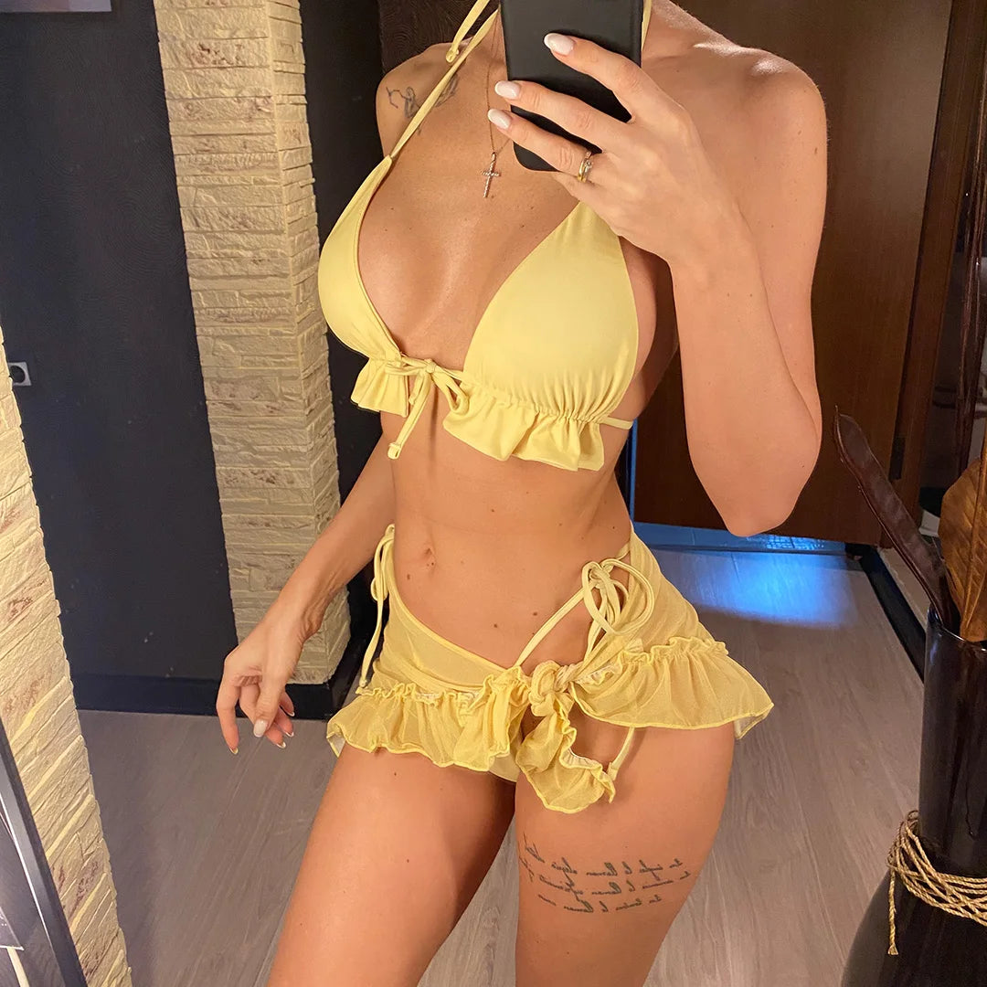 Ruffle Triangle Bikini Set