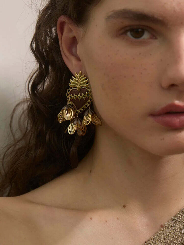 Art deco earrings gold geometric