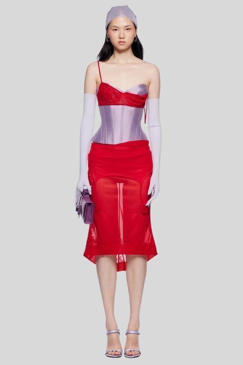 Satin Corset Top & Skirt Two Piece Set