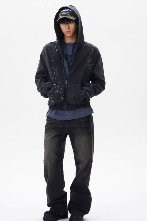 Sequin Compact Zip Hoodie