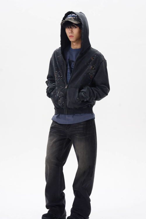 Sequin Compact Zip Hoodie