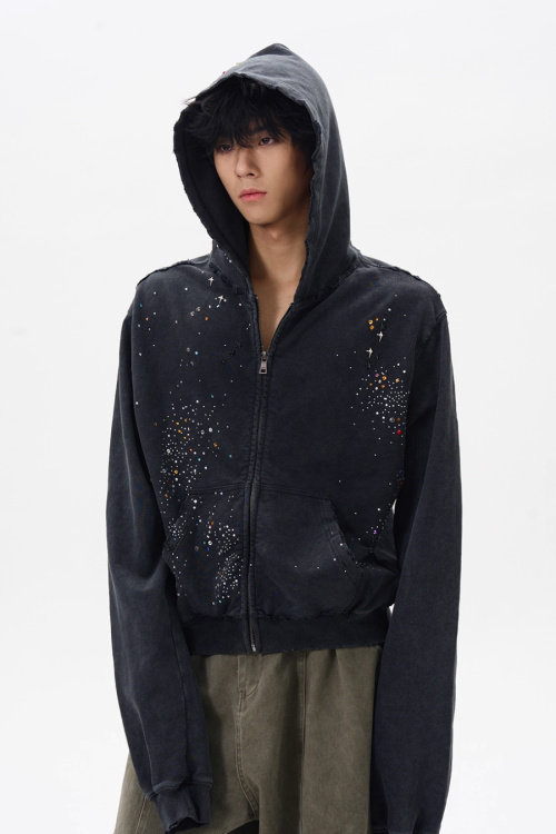 Sequin Compact Zip Hoodie