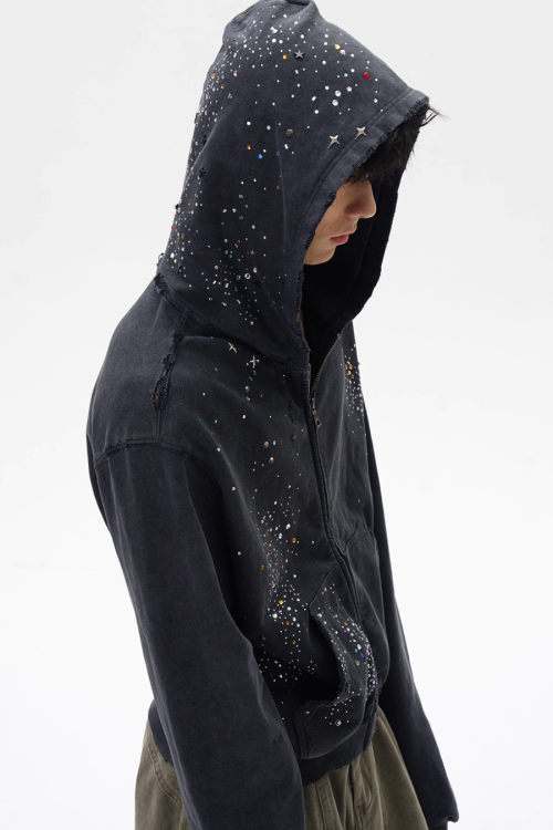 Sequin Compact Zip Hoodie