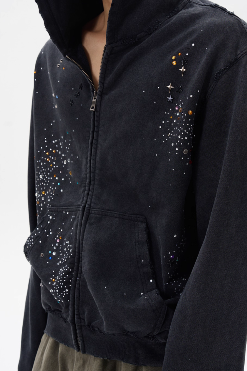 Sequin Compact Zip Hoodie